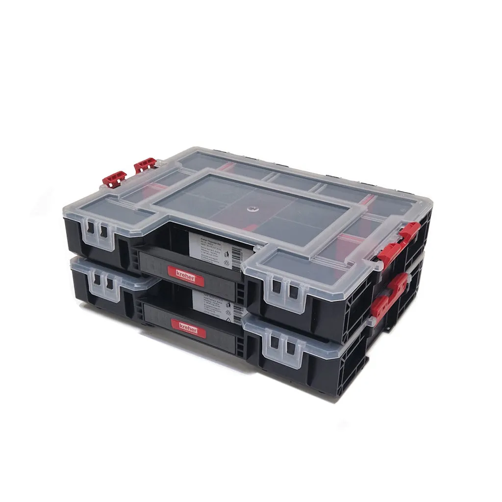 Kreher Regulat Sortimentskasten 2er Set Transparent Stapelbar