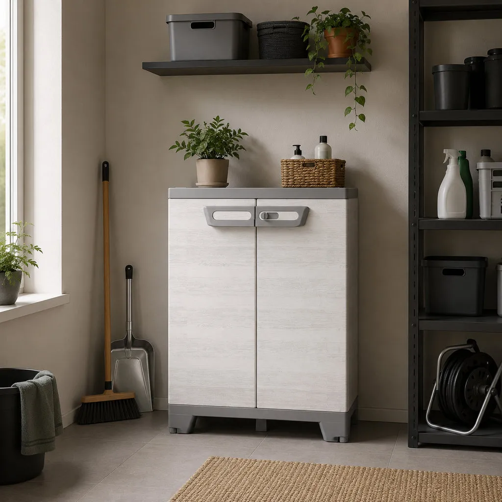 Kreher Sequoia Beistellschrank Grau XL Holzoptik abschließbar
