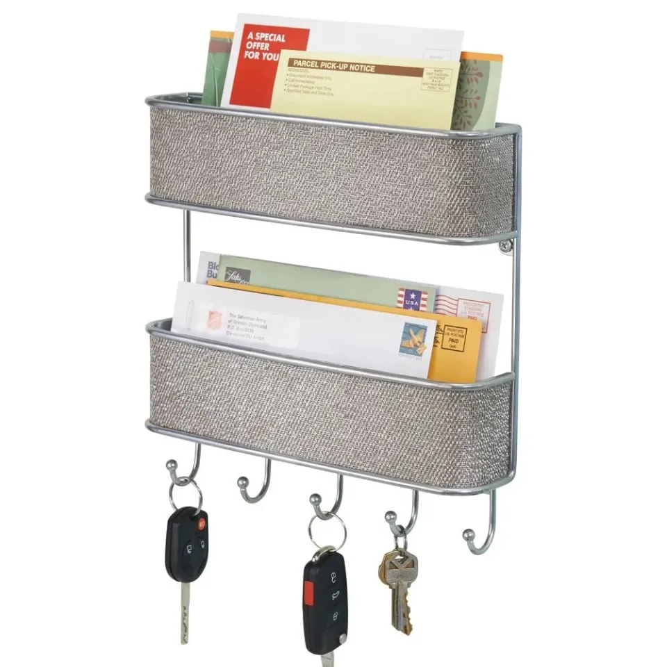 mDesign Schlüsselbrett Schlüsselboard Metall silber mit Ablage