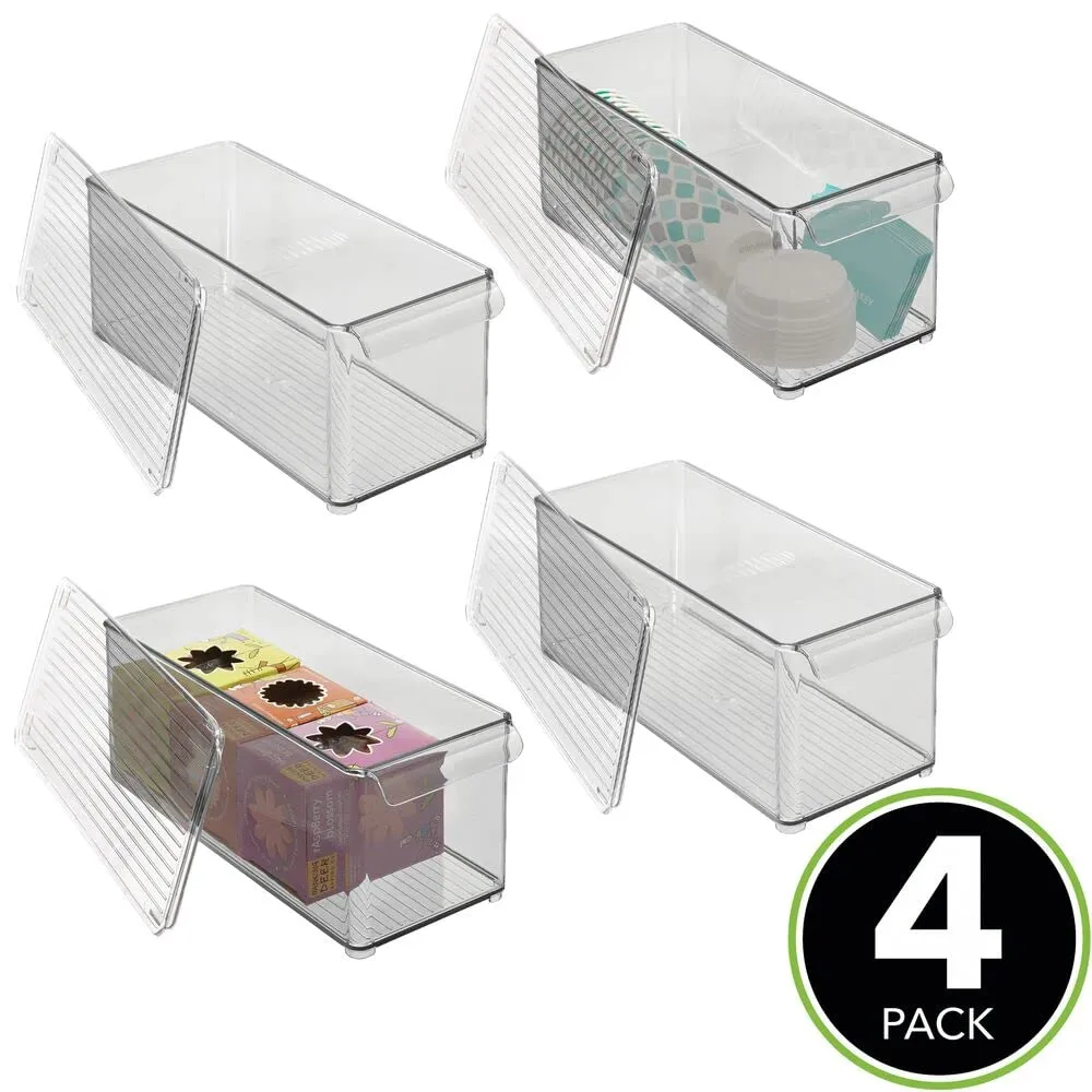 mDesign Aufbewahrungsbox mit Deckel 4er-Set rauchgrau BPA-frei