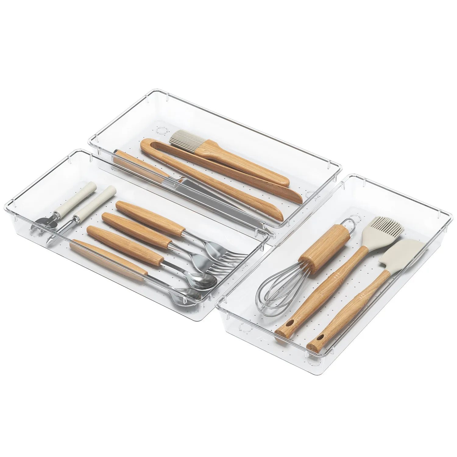 Lifewit Organizer Besteckeinsatz 4er transparent 15x30cm