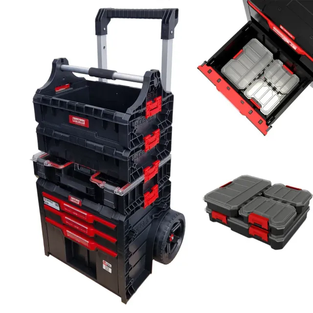 Kreher Q-Brick Pro Werkstattwagen V15 3er Set Schubladenwagen mobil