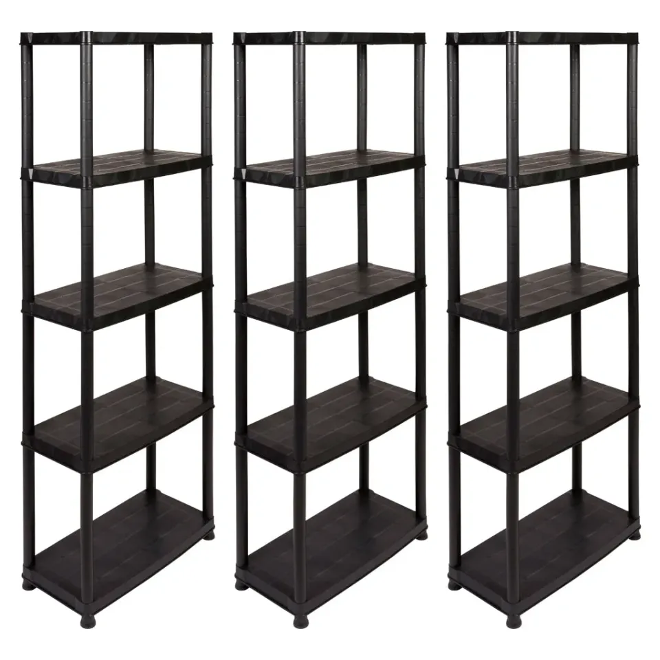 Kreher Primo Plus Kunststoffregal 3er-Set Schwarz 5 Böden