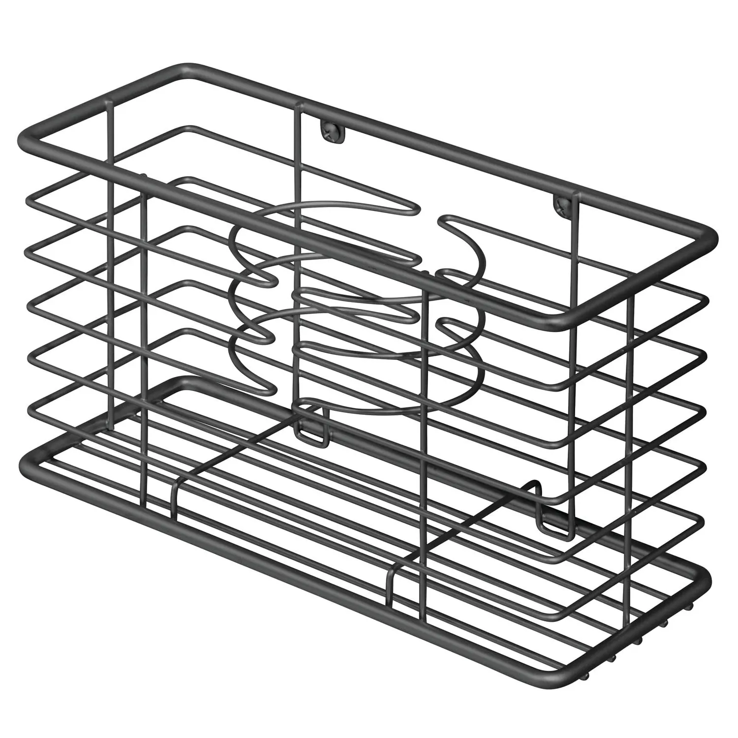mDesign Fönhalter Metall Wand-Organizer 3 Fächer schwarz