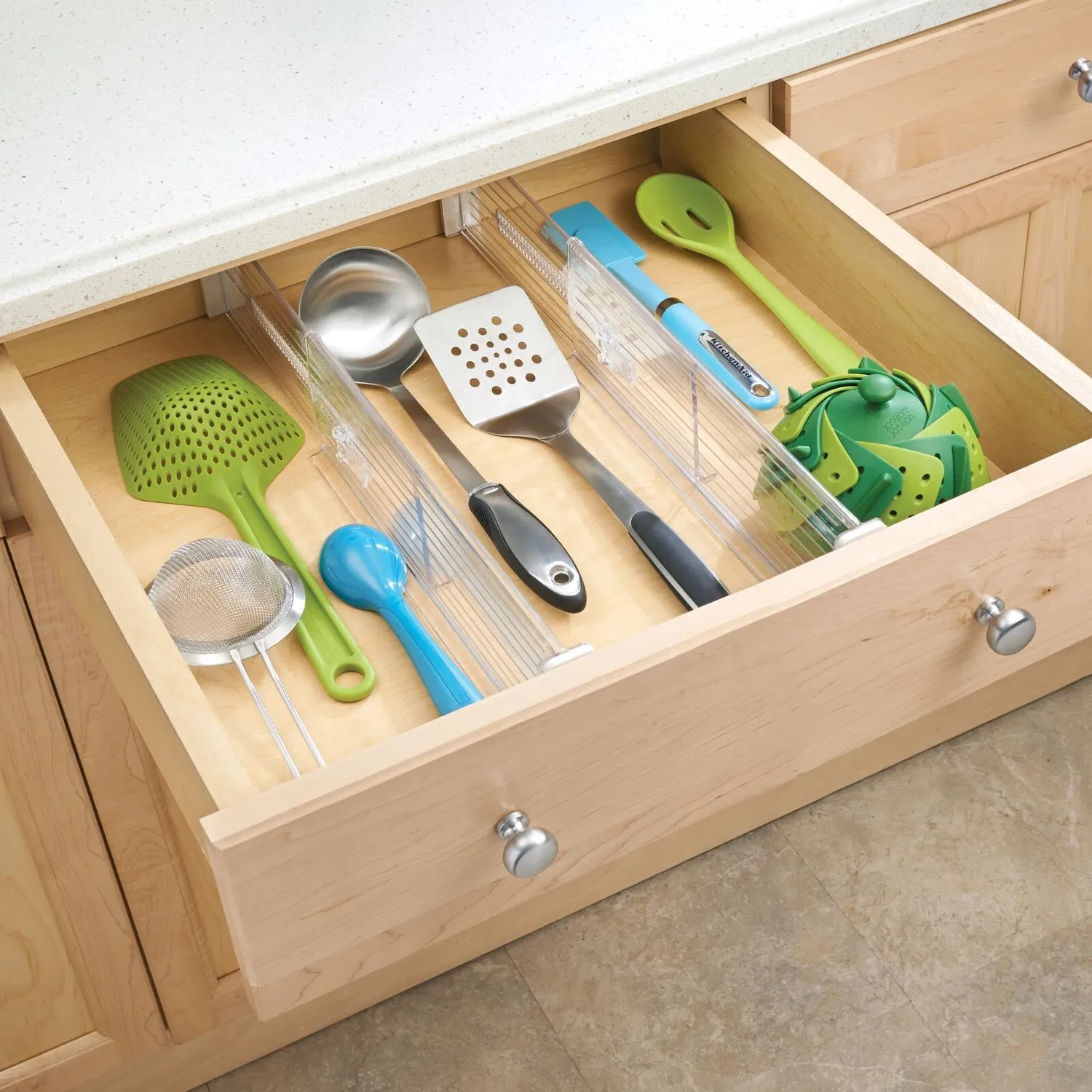 mDesign Schubladen-Organizer Kunststoff Trennwand 2er-Set Transparent