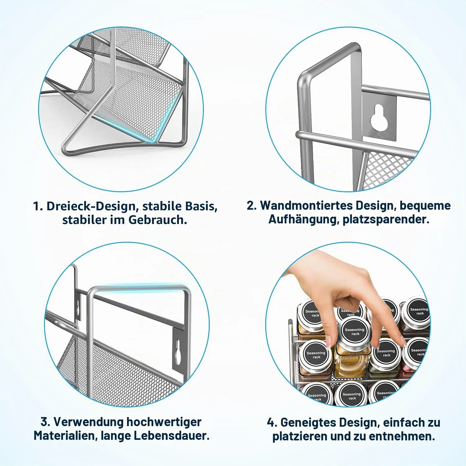 BOMCLAP Gewürzregal Metall Grau 2er Set 3-stufig