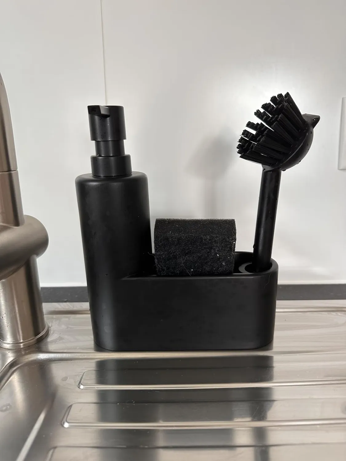 Black Spülbecken Organizer Kunststein schwarz matt