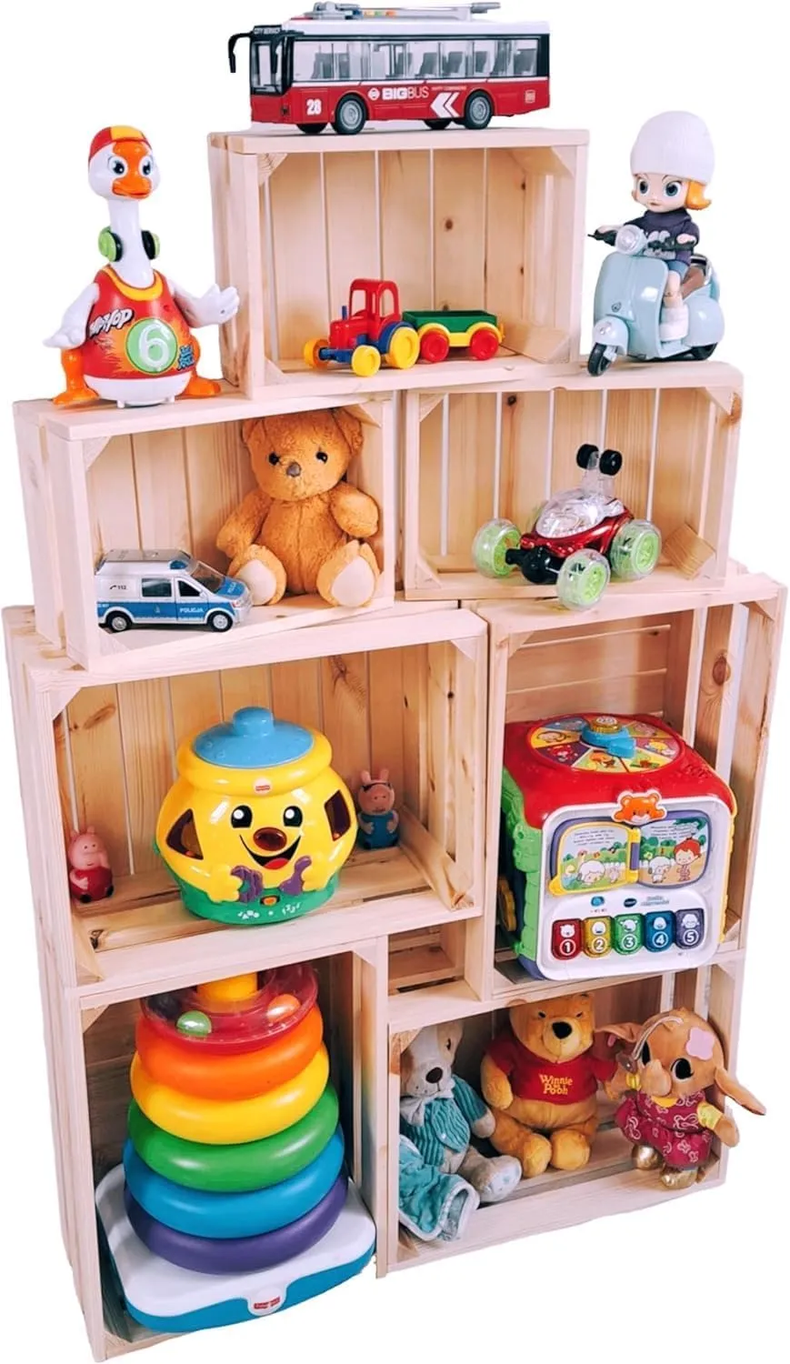 GoodFreshDecor Holzkiste 40x20x12 cm 3er Set Kiefernholz natur