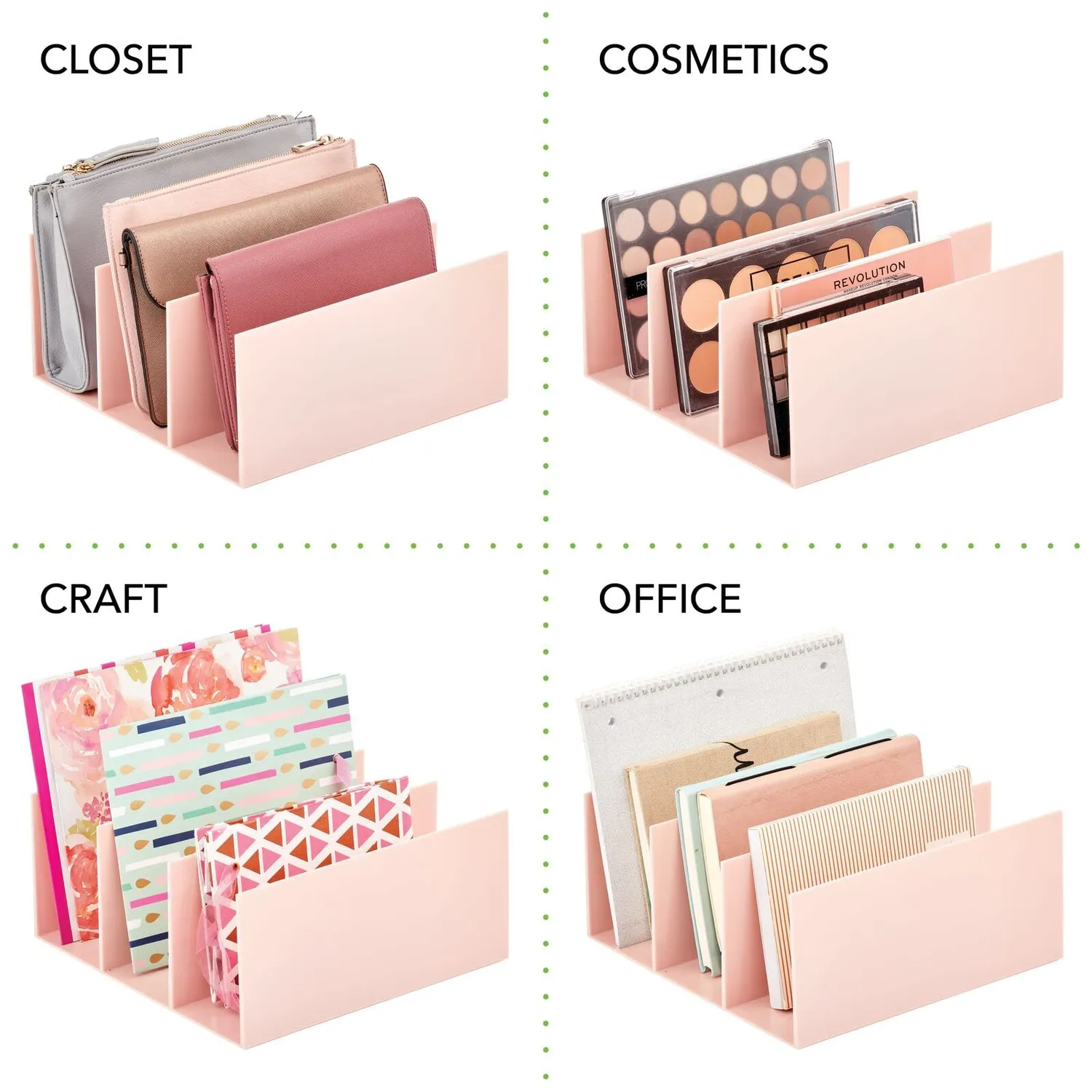 mDesign Clutch Organizer Handtaschenbox 5 Fächer rosa