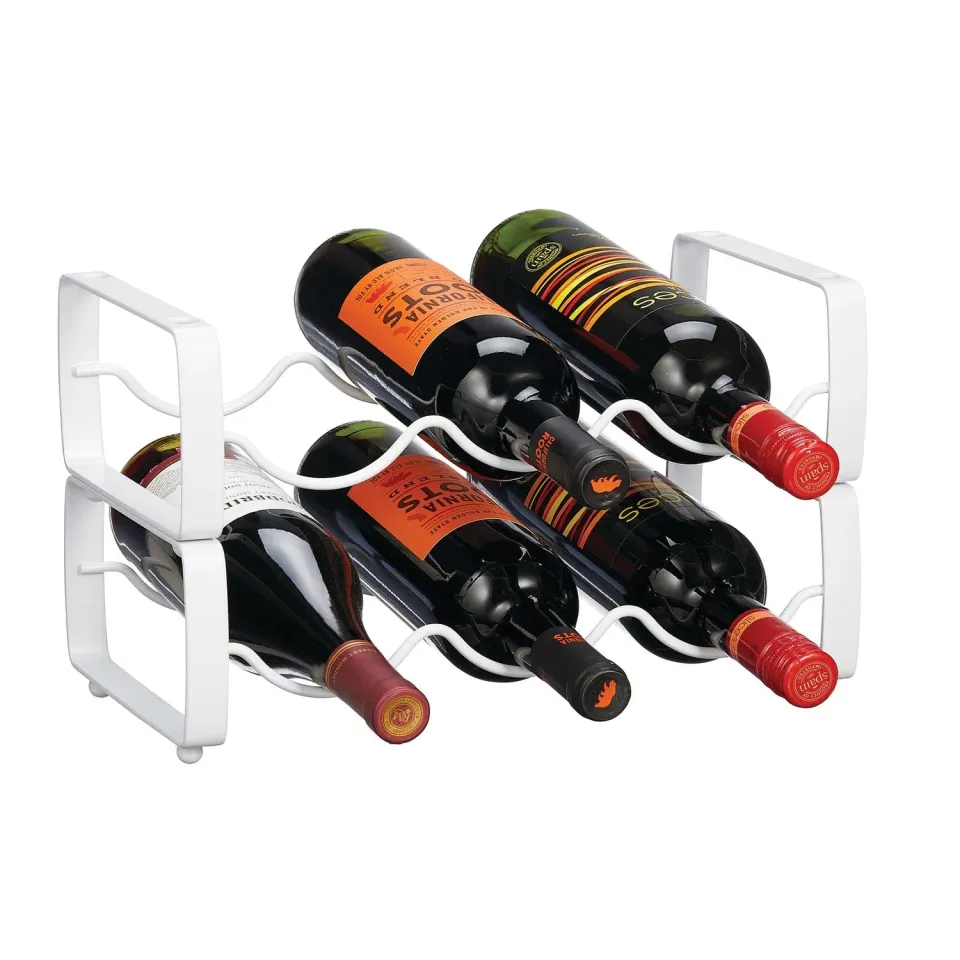 mDesign Weinregal stapelbar 3 Flaschen 2er mattweiß Metall