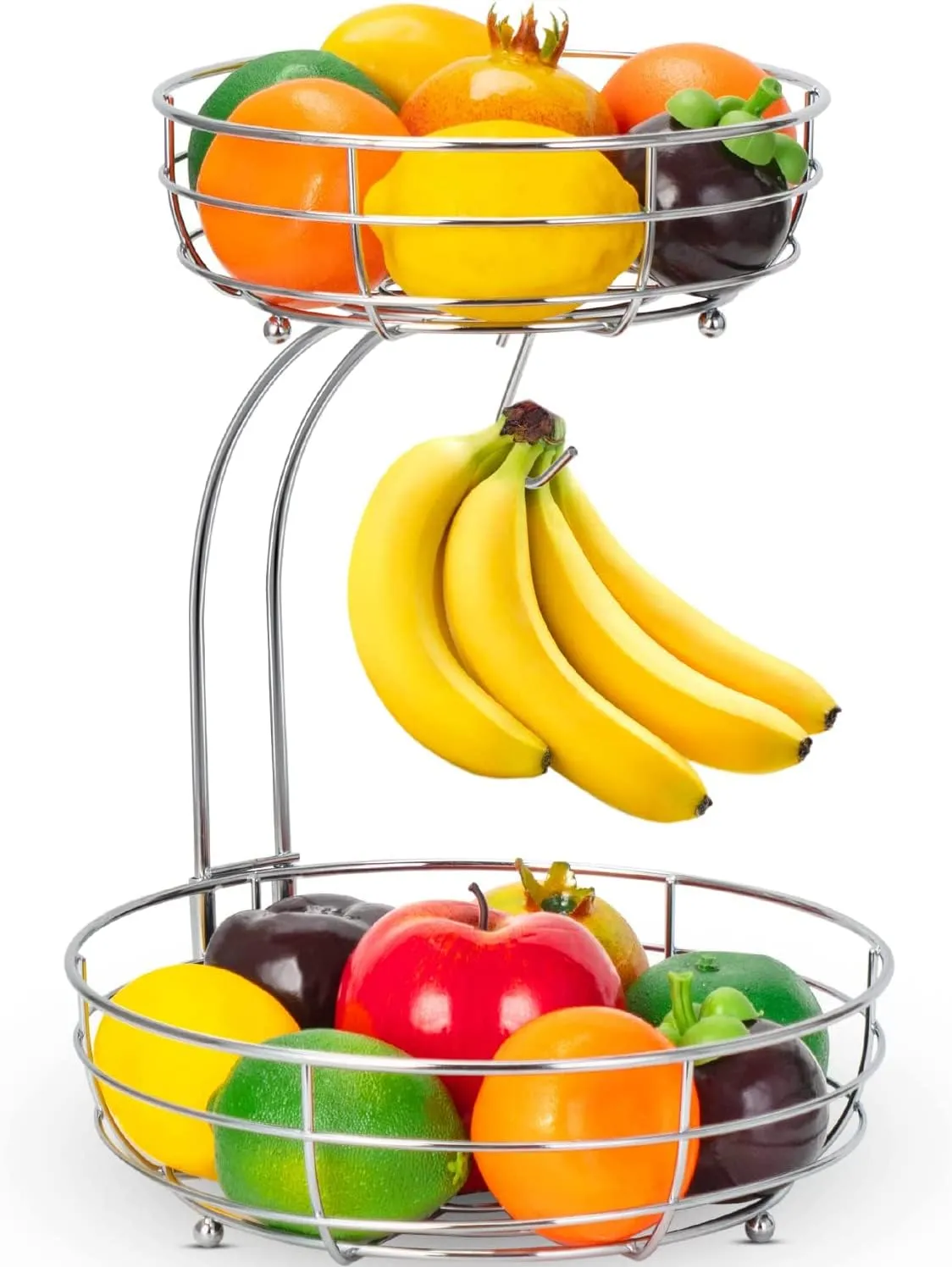 BOMCLAP Obstkorb 2-stöckig Metall Obstschale schwarz Bananenhalter