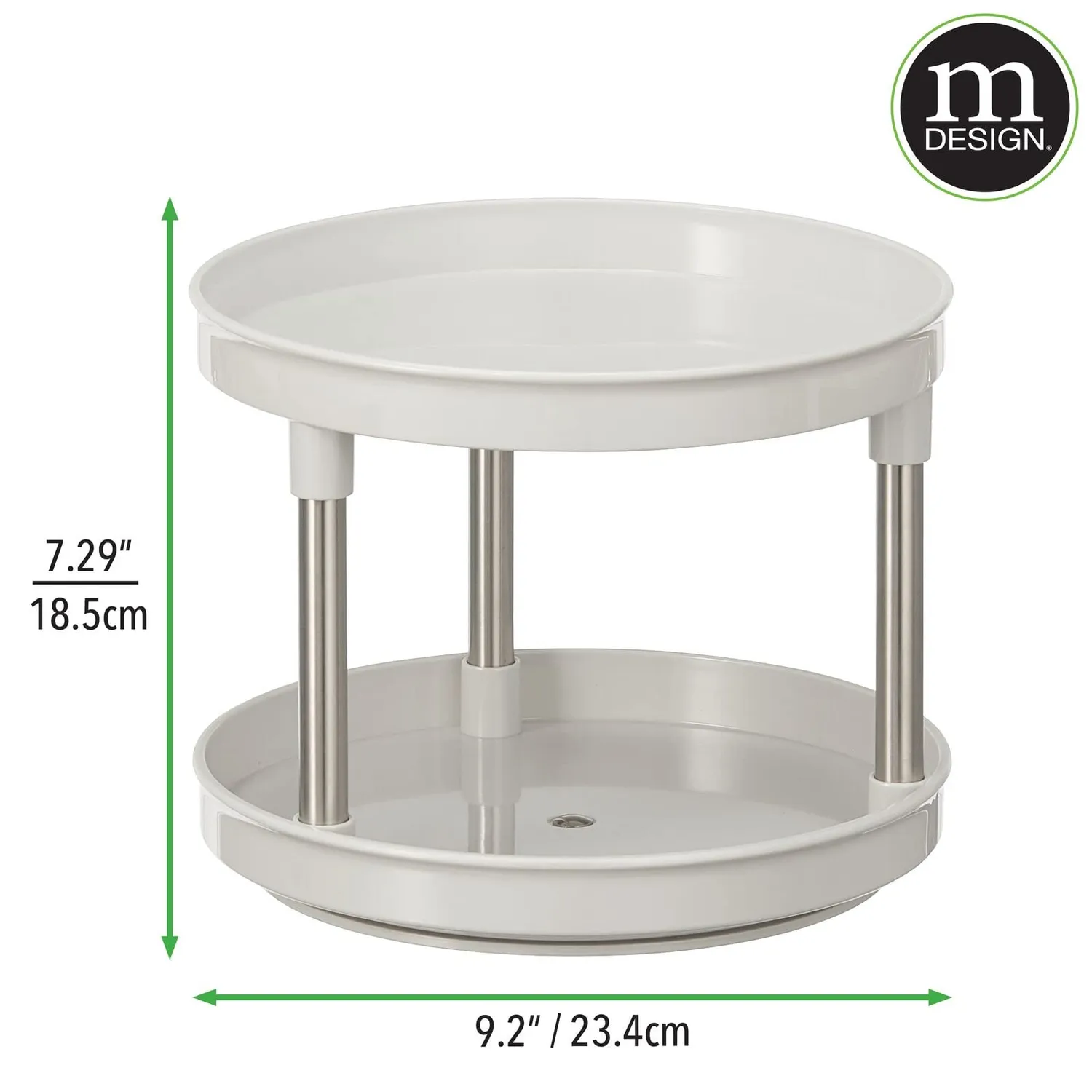 mDesign Lazy Susan 16166 Drehregal 2 Ebenen hellgrau