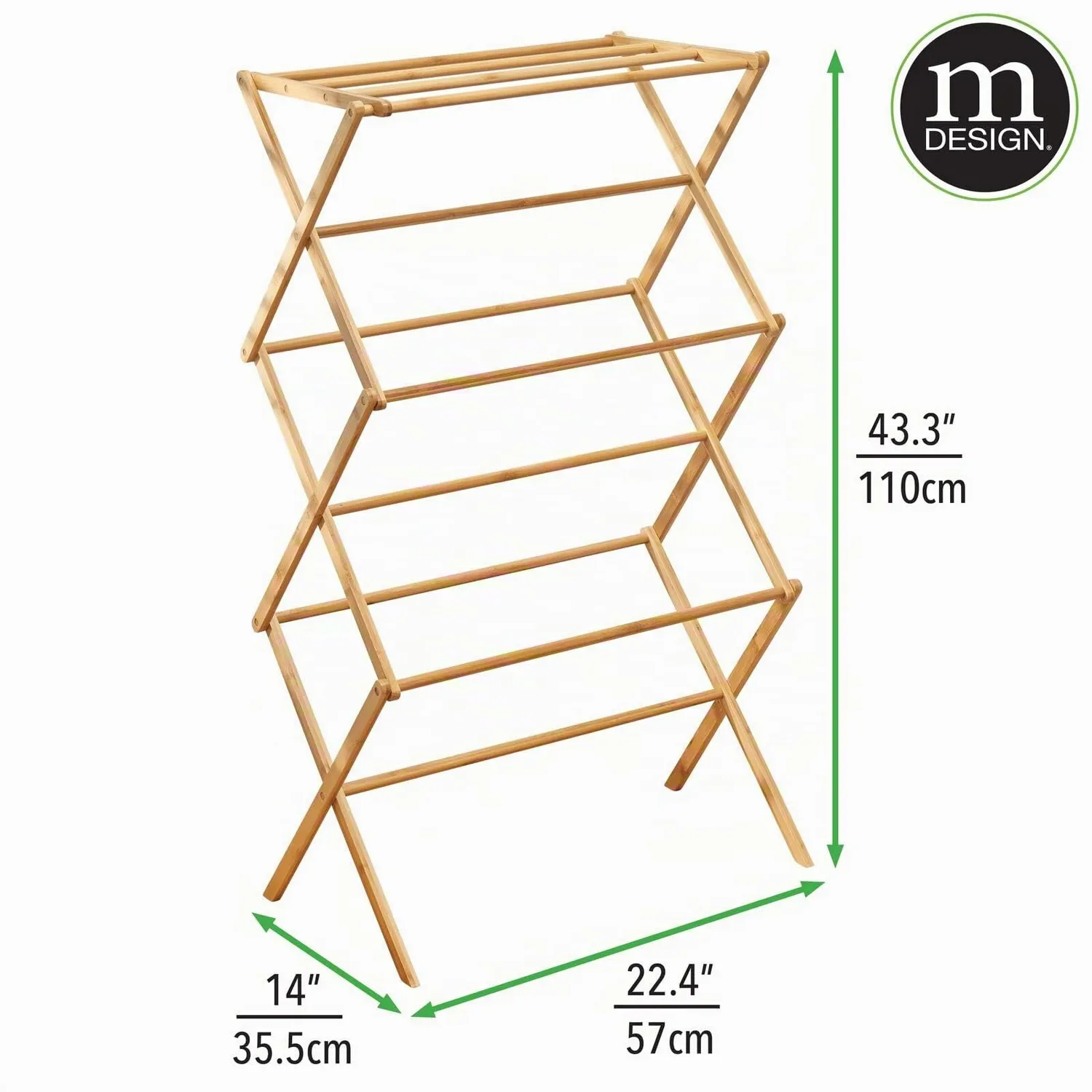 mDesign Wäscheständer Bambus Turmtrockner 3 Ebenen naturfarben