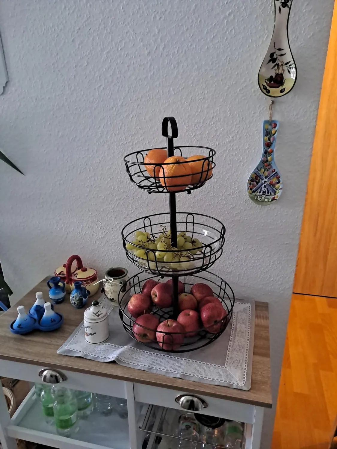 BOMCLAP Obstkorb Etagere 3-stöckig Metall bronze
