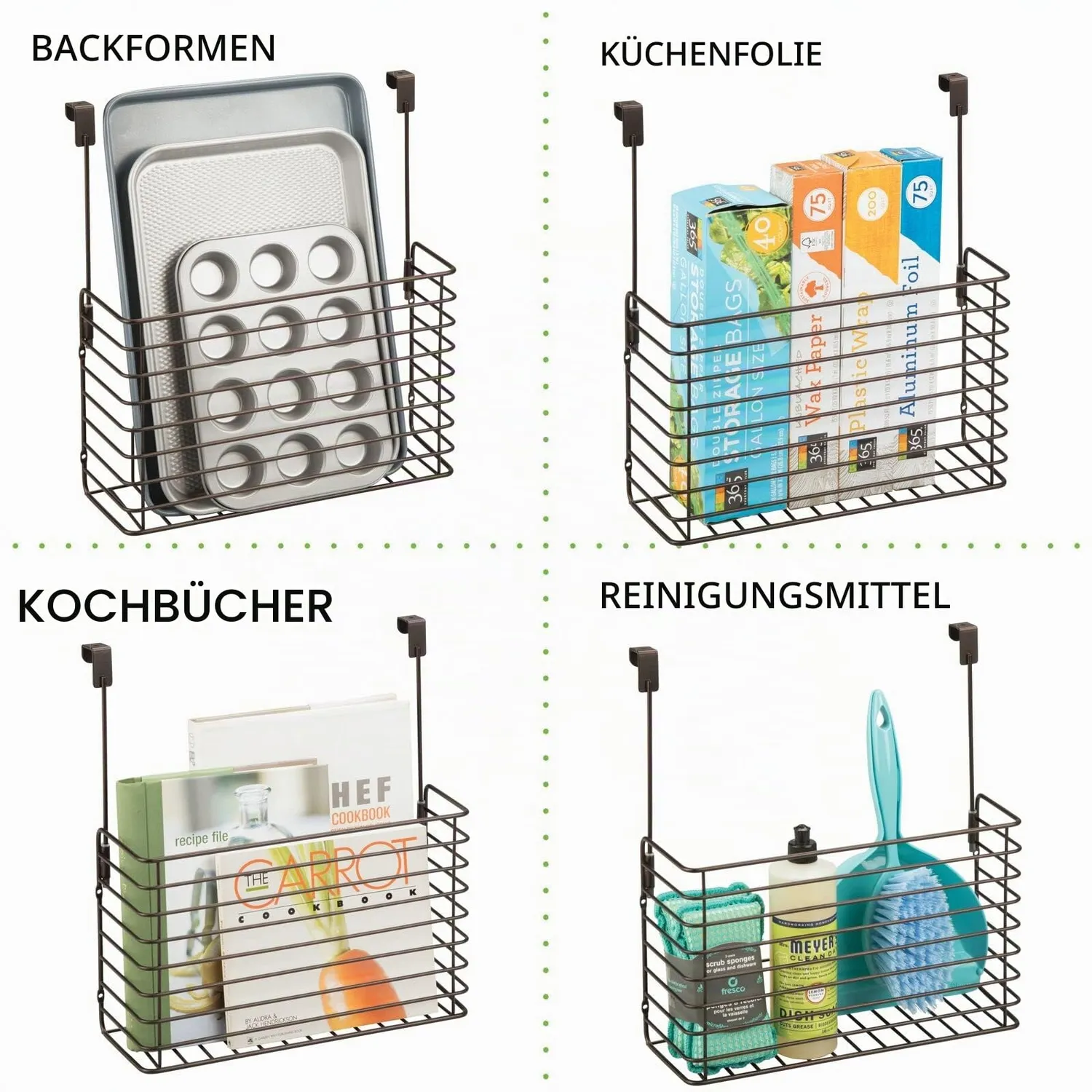mDesign Küchenregal Einhängen Schranktür-Organizer bronze