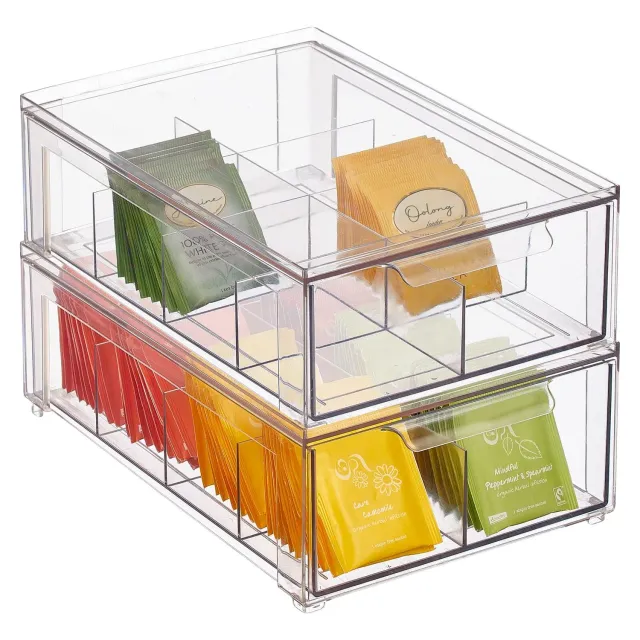 mDesign Schubladenbox Kunststoff Küchenbox 2er-Set transparent