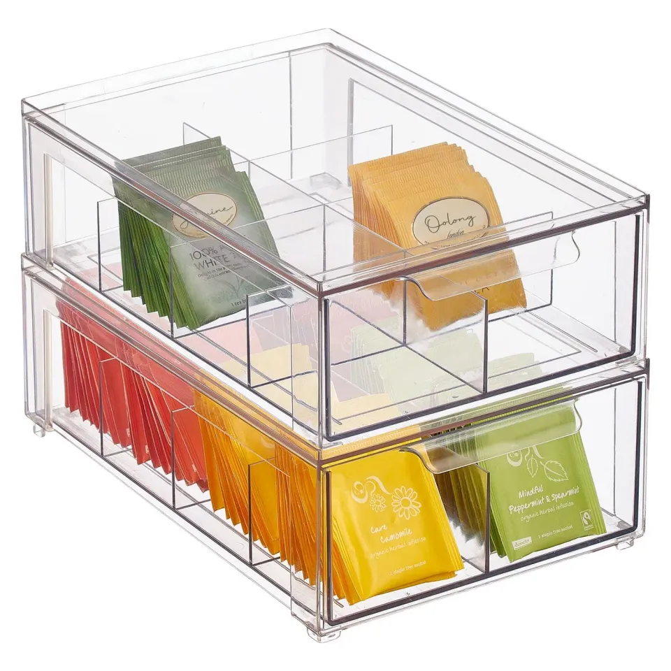 mDesign Schubladenbox Kunststoff Küchenbox 2er-Set transparent