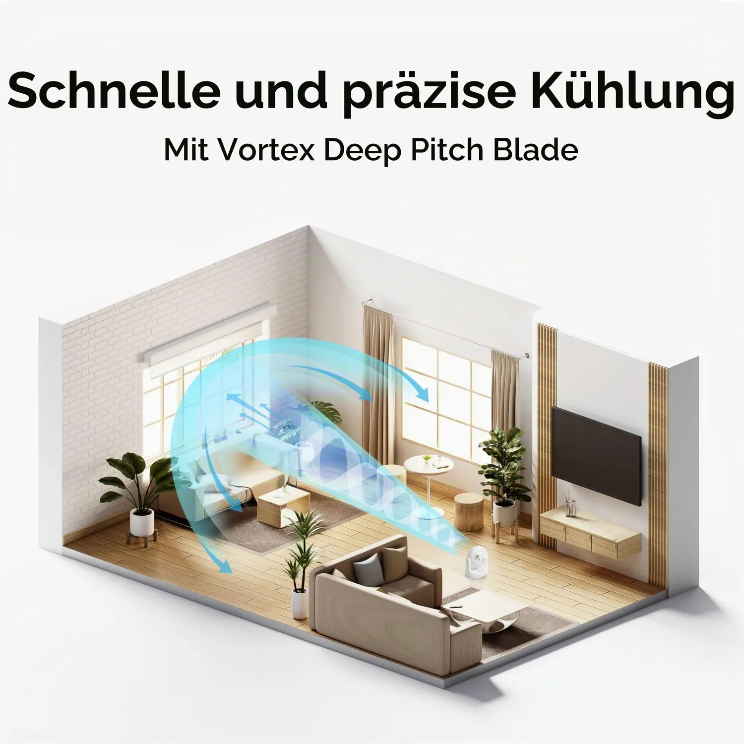 Iris Ohyama Woozoo PCF-MKC18 Tischventilator weiß 23m²