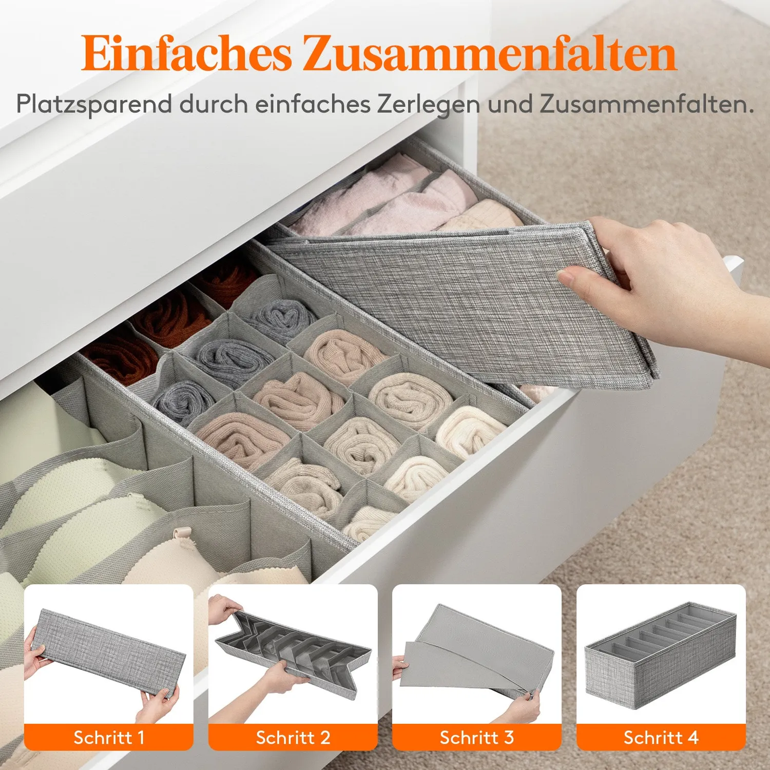 Lifewit HEMNES Organizer 8er Set Stoff grau