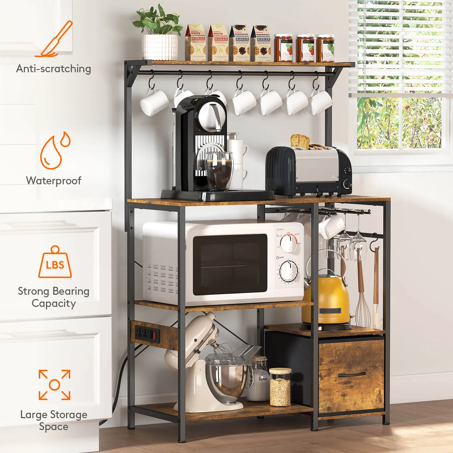 Lifewit Baker's Rack Küchenregal mit Steckdose und Haken