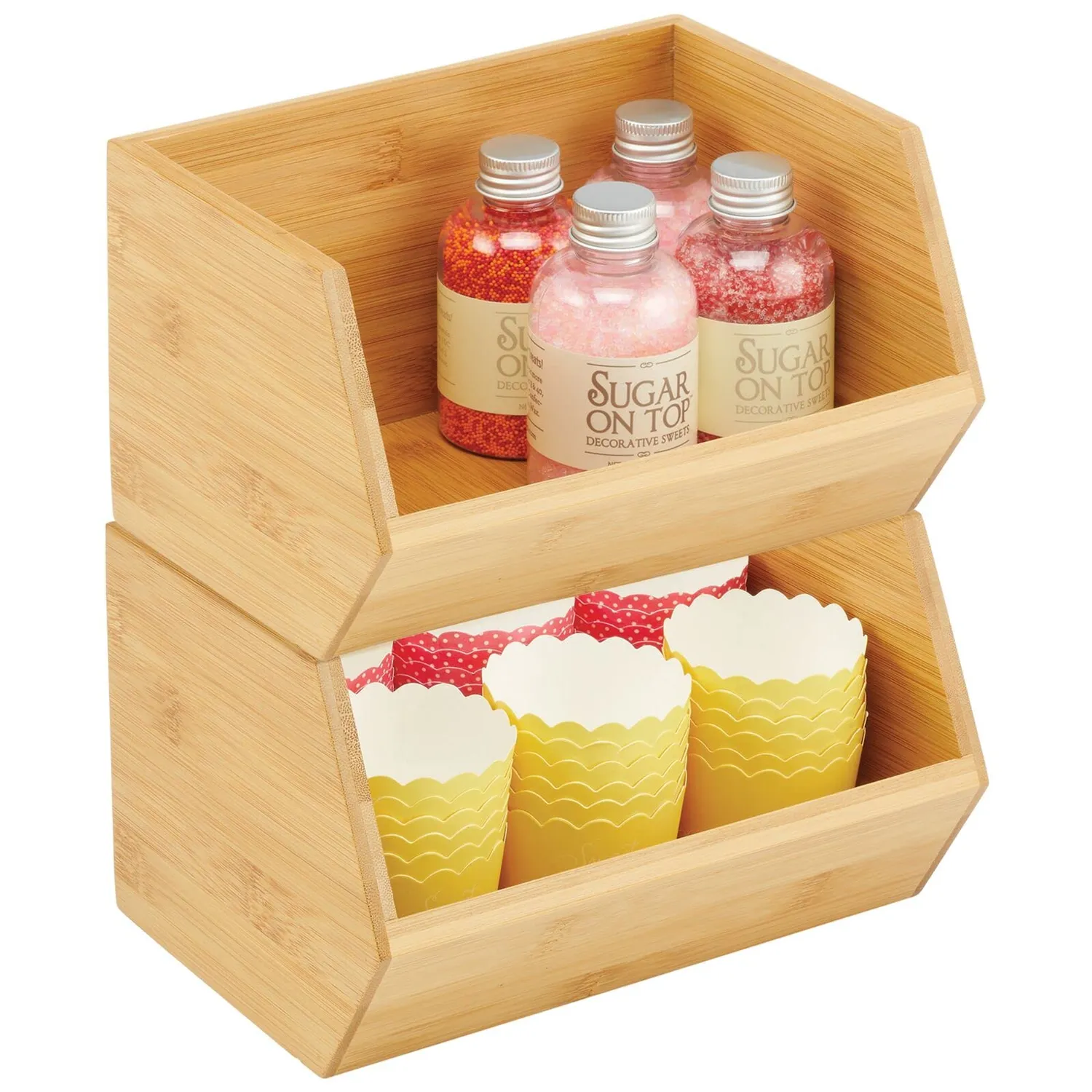 mDesign Echo Aufbewahrungsbox Bambus 8er Natur