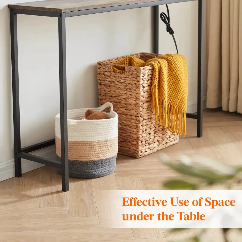Lifewit Sofa Table Konsolentisch 100cm braun mit Steckdose