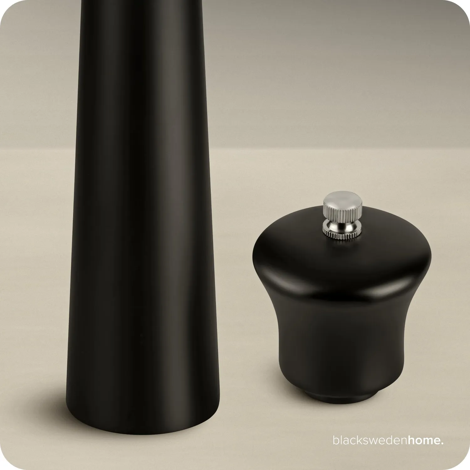 Black Salz-Pfeffer-Mühlen-Set Schwarz Holz 22cm Keramik 2 Stück