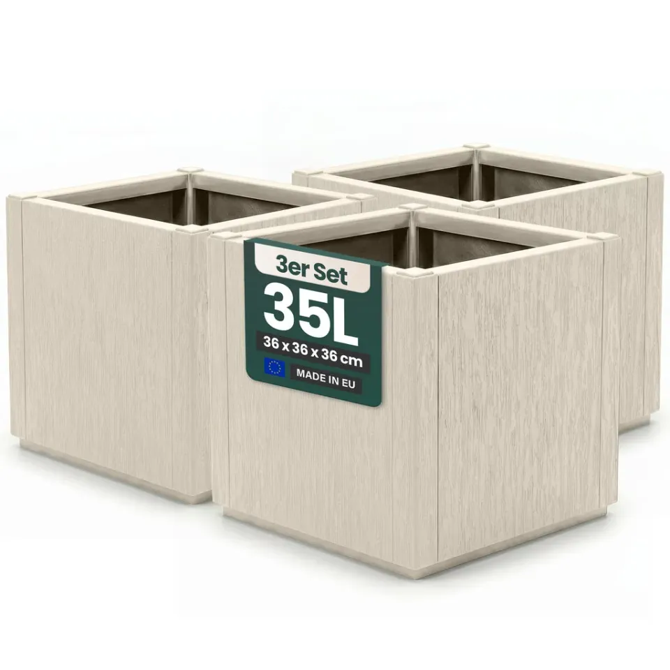 Kreher Ethica Pflanzkasten schmal Beige 3er UV-fest
