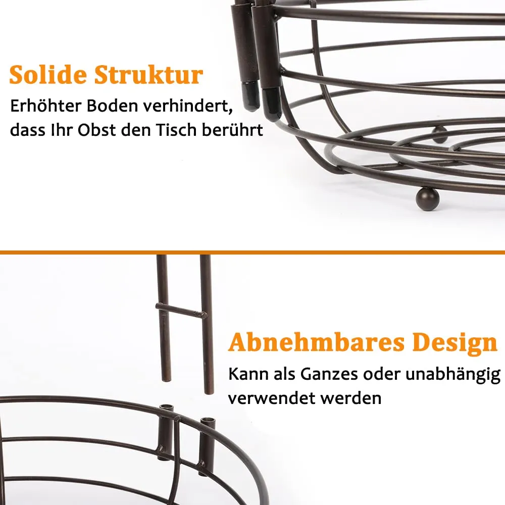 BOMCLAP Obstkorb 2-stöckig braun Metall Bananenhalter