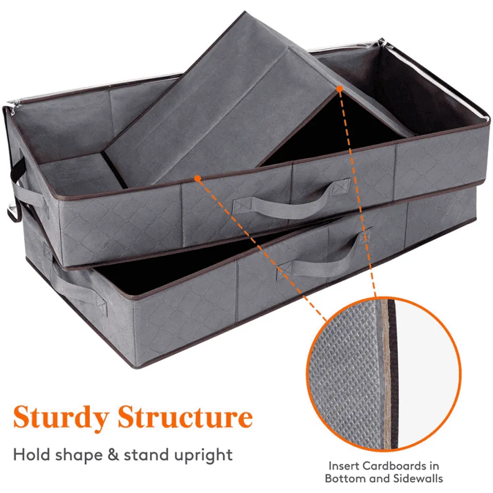 Lifewit Unterbett Tasche Grau 49,8 L 2er Pack Stoff