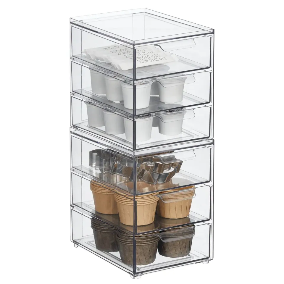 mDesign Schubladenbox Kunststoff Transparent 2er Set