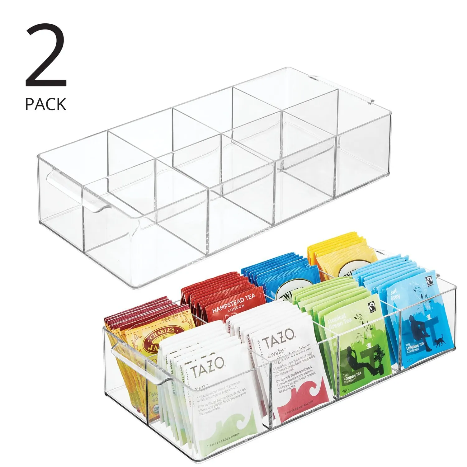 mDesign Küchen Organizer 2er Set durchsichtig 8 Fächer
