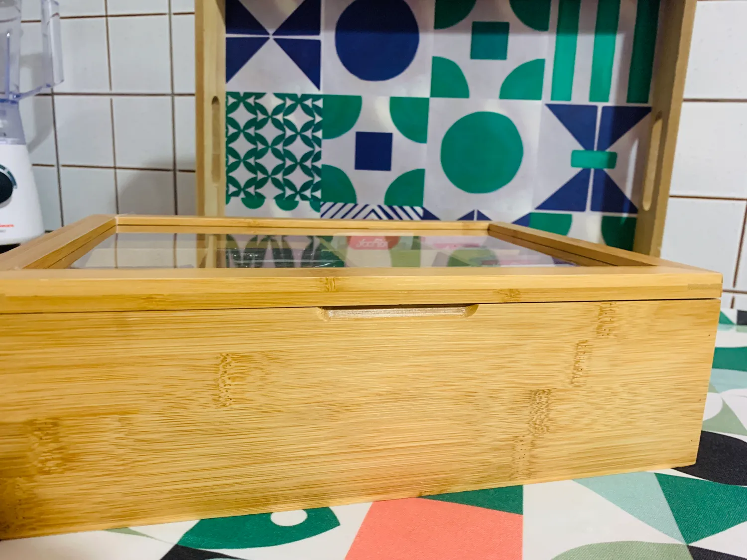 mDesign Teebox Teekiste Holz 12 Fächer bambus mit Sichtfenster