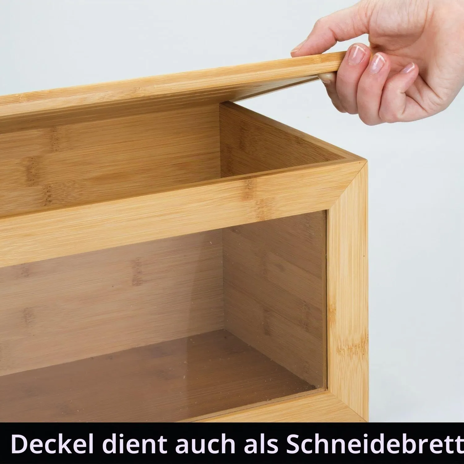 mDesign Brotkasten Holz natur mit Schneidebrett Deckel