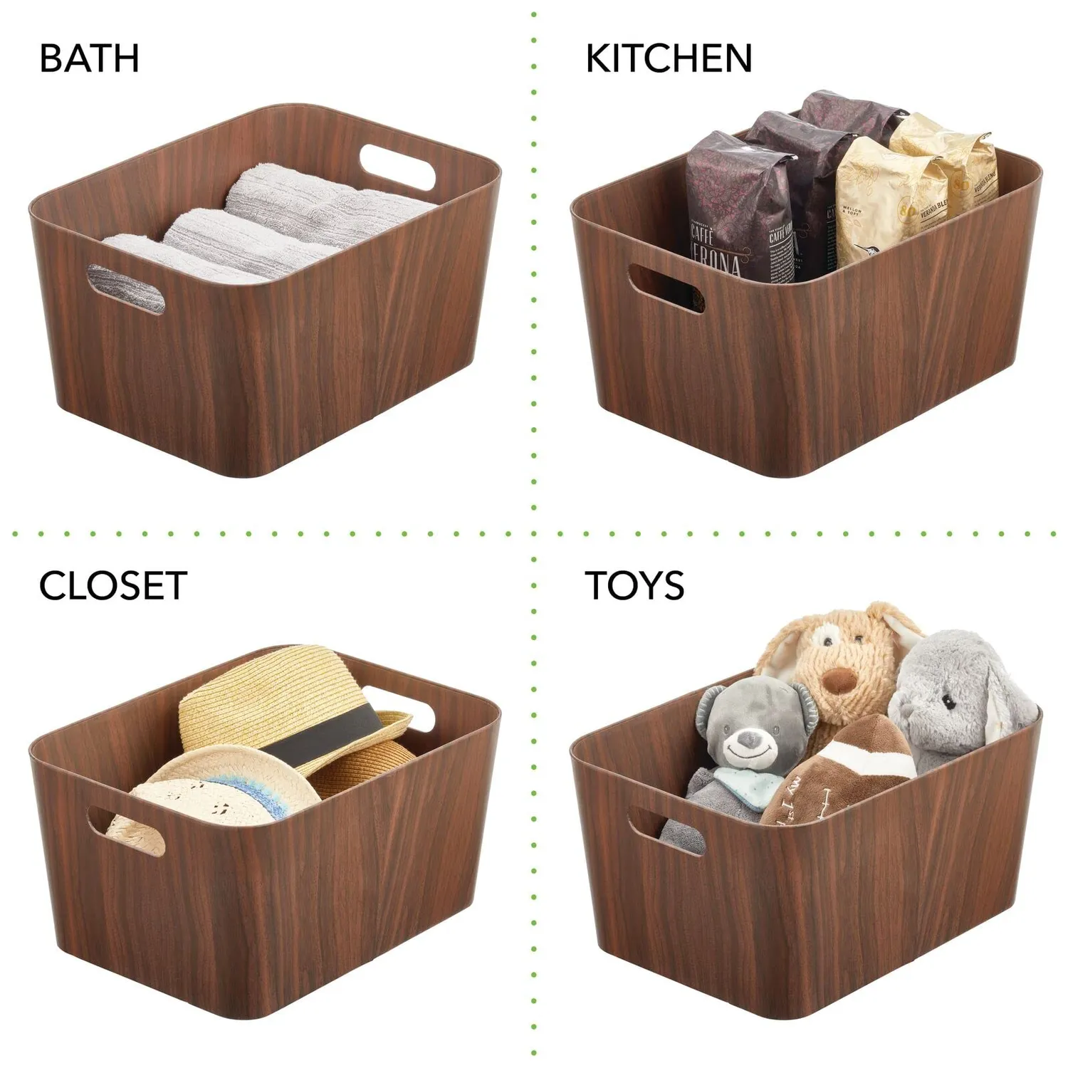 M Design Aufbewahrungsbox Karton 2er-Set dunkelbraun mit Griffen