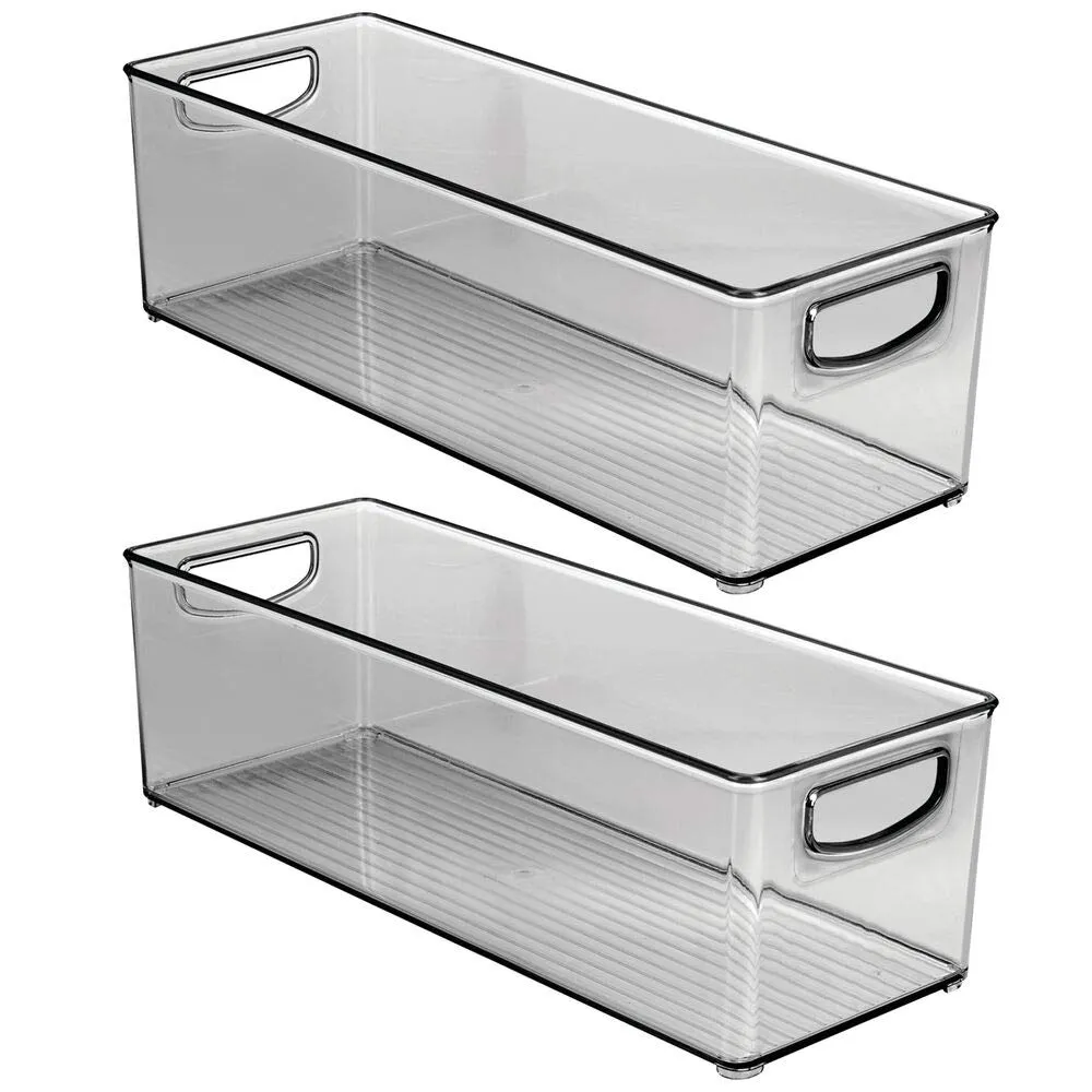 mDesign Aufbewahrungsbox mit Griff 2er-Set grau 40,6 cm