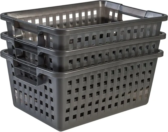 Iris Ohyama VM-40 Korb 25L 3er Set Grau stapelbar