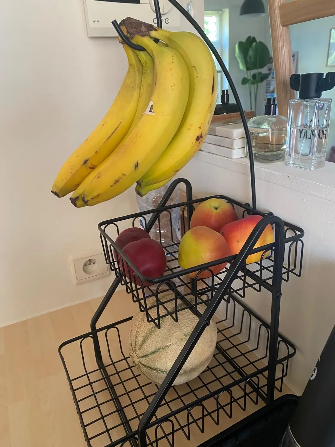 Bomclap Obstkorb 2-stöckig Bronze Metall mit Bananenhalter