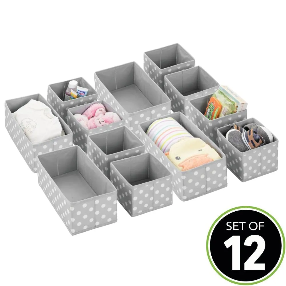 mDesign Aufbewahrungsboxen 12er-Set grau-weiß Punkte