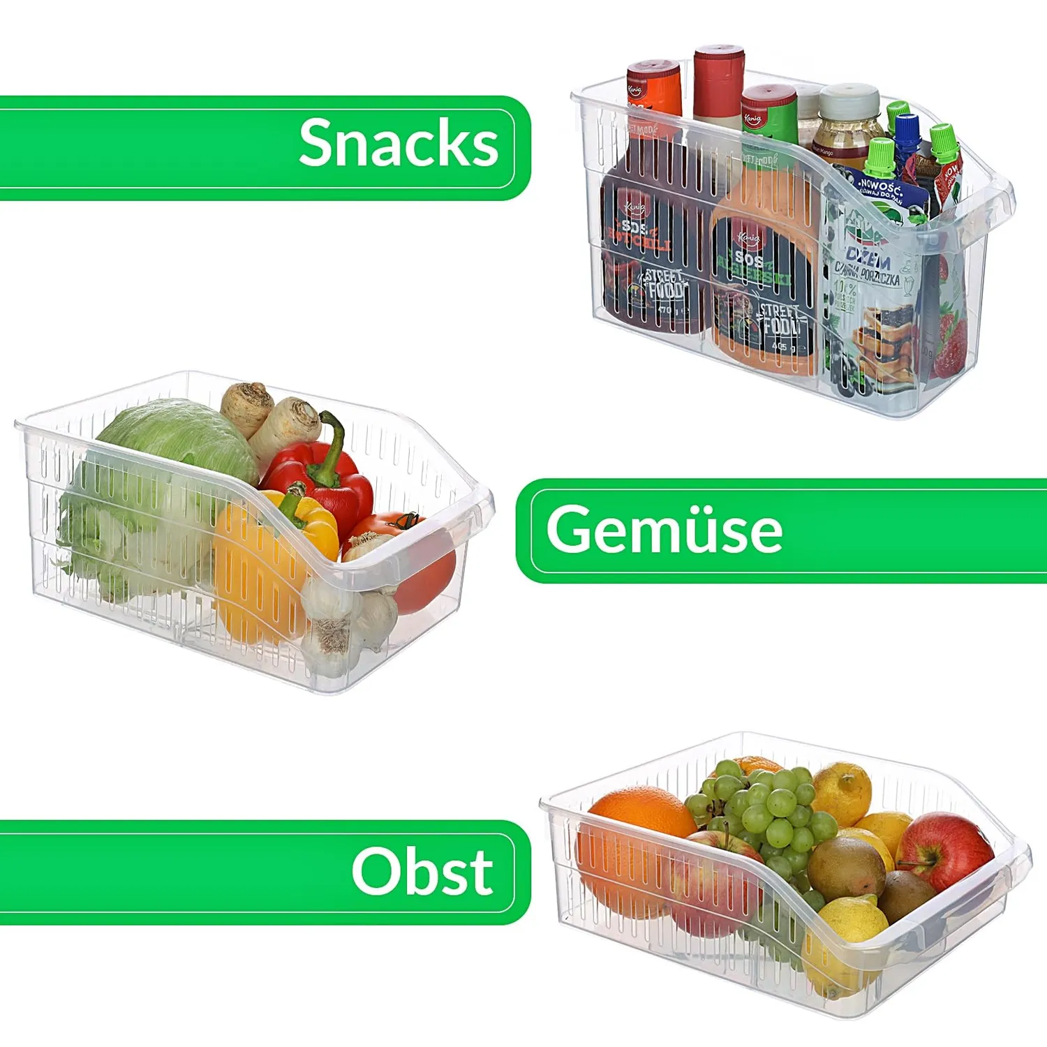 astor24 Kühlschrank Organizer 3er Set 25,5x30 BPA-frei