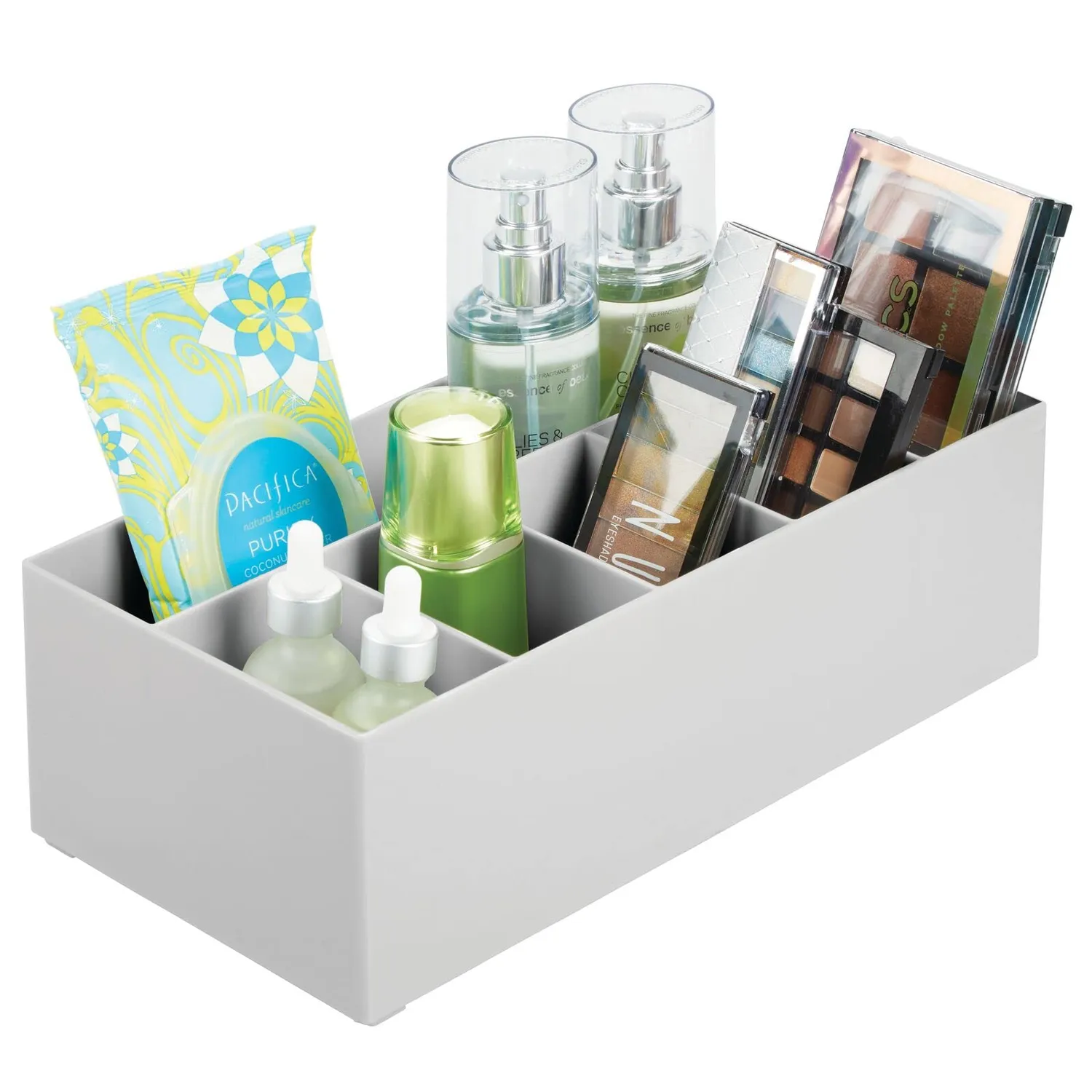mDesign Schminkaufbewahrung 6 Fächer Kosmetik Organizer Grau
