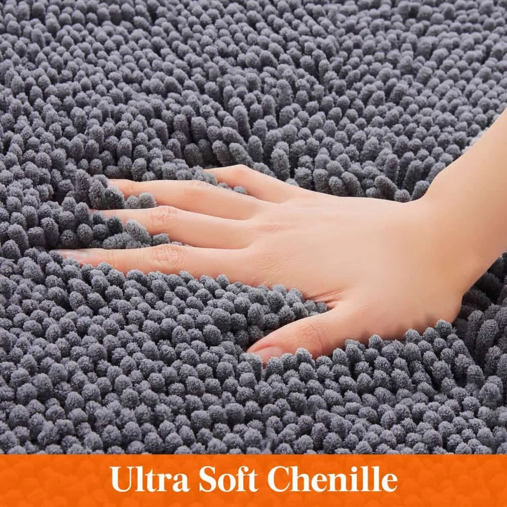 Lifewit Badematte Chenille grau 43x61 cm rutschfest