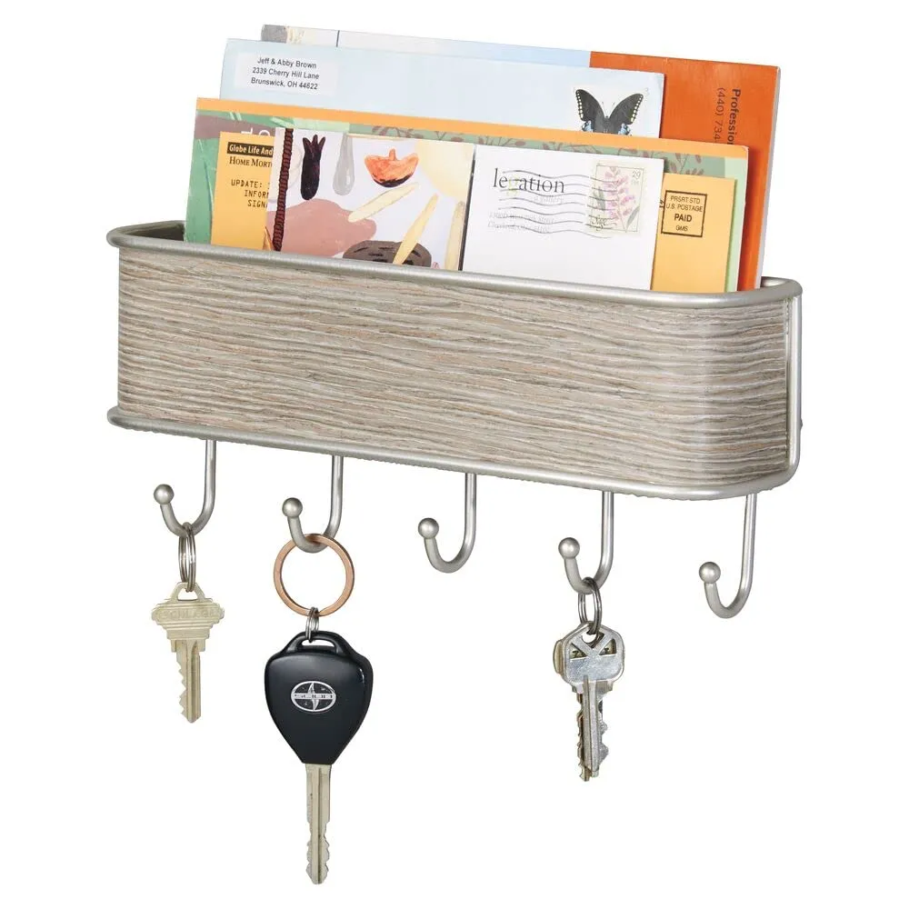 mDesign Schlüsselbrett Holz Metall bronze Palisander 5 Haken