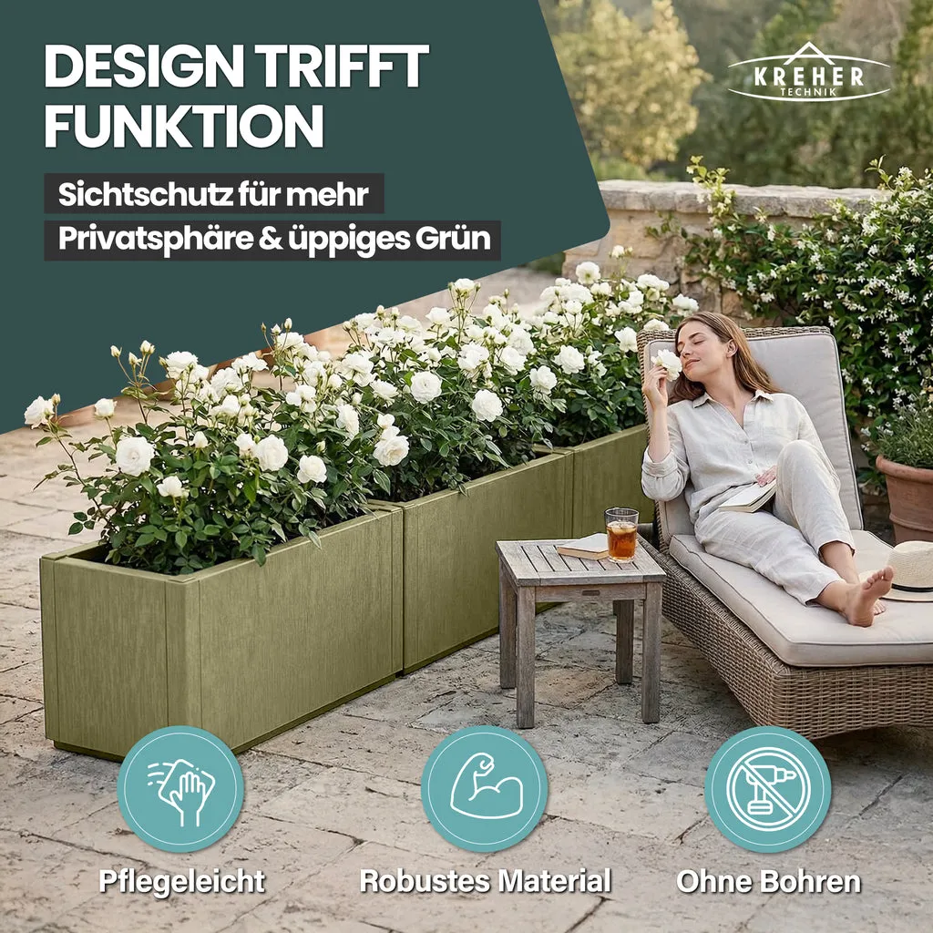 Kreher Ethica XL Pflanzkasten olivgrün 80 cm frostsicher