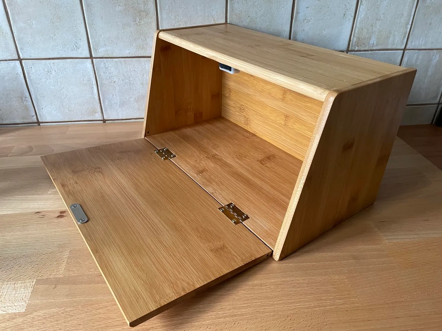 mDesign Brotkasten Bambus natur mit Deckel Brotbox Holz