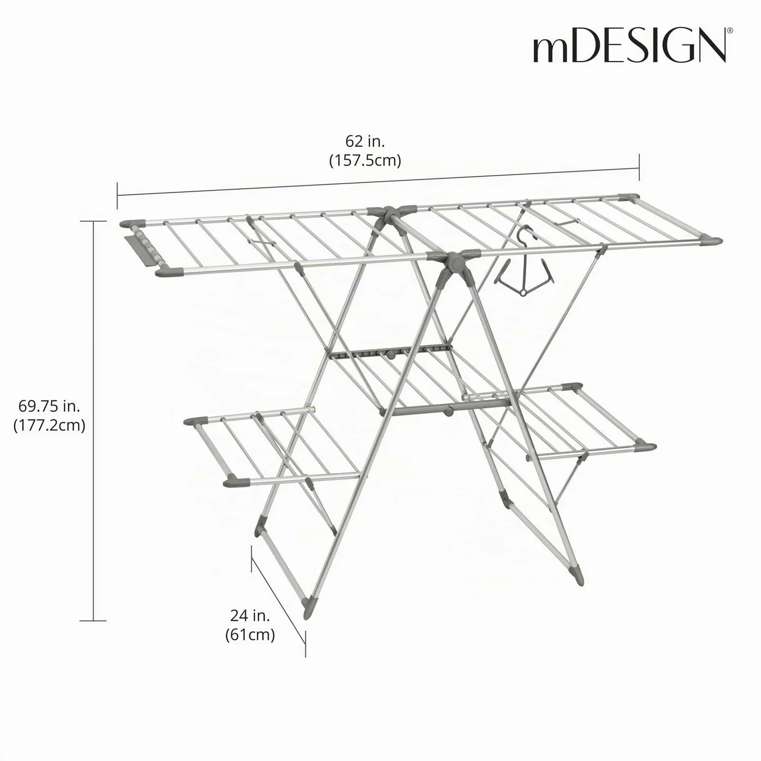 M Design Wäscheständer silber klappbar 157,5 cm