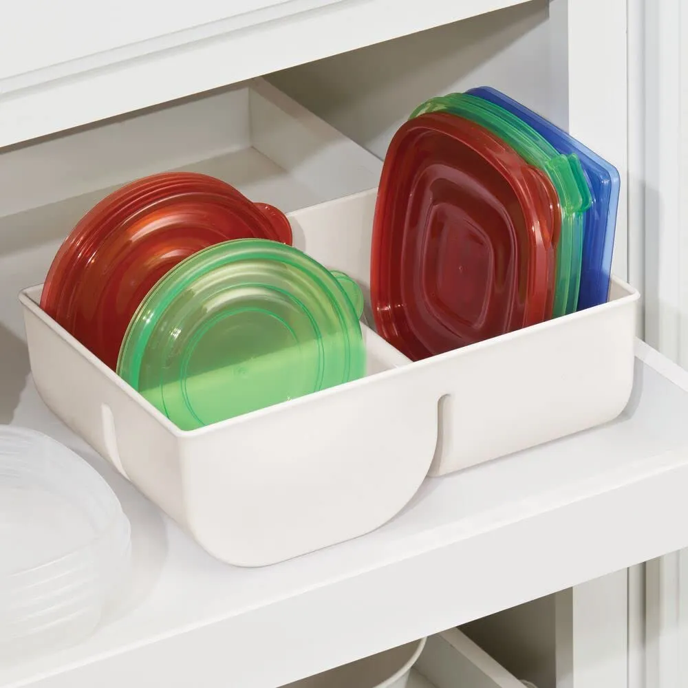 mDesign Deckelhalter Kunststoff 3 Fächer cremefarben