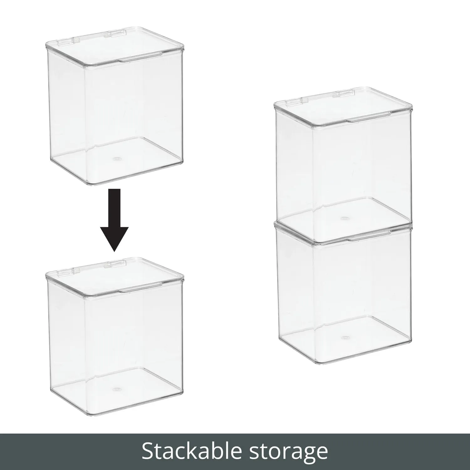 mDesign Vorratsbox 2er-Set transparent mit Deckel stapelbar