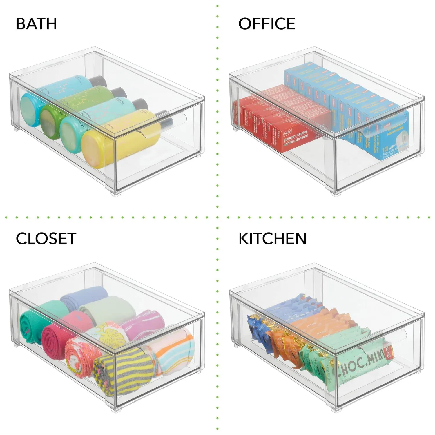 mDesign Schubladenbox Kosmetikorganizer 4er-Set transparent