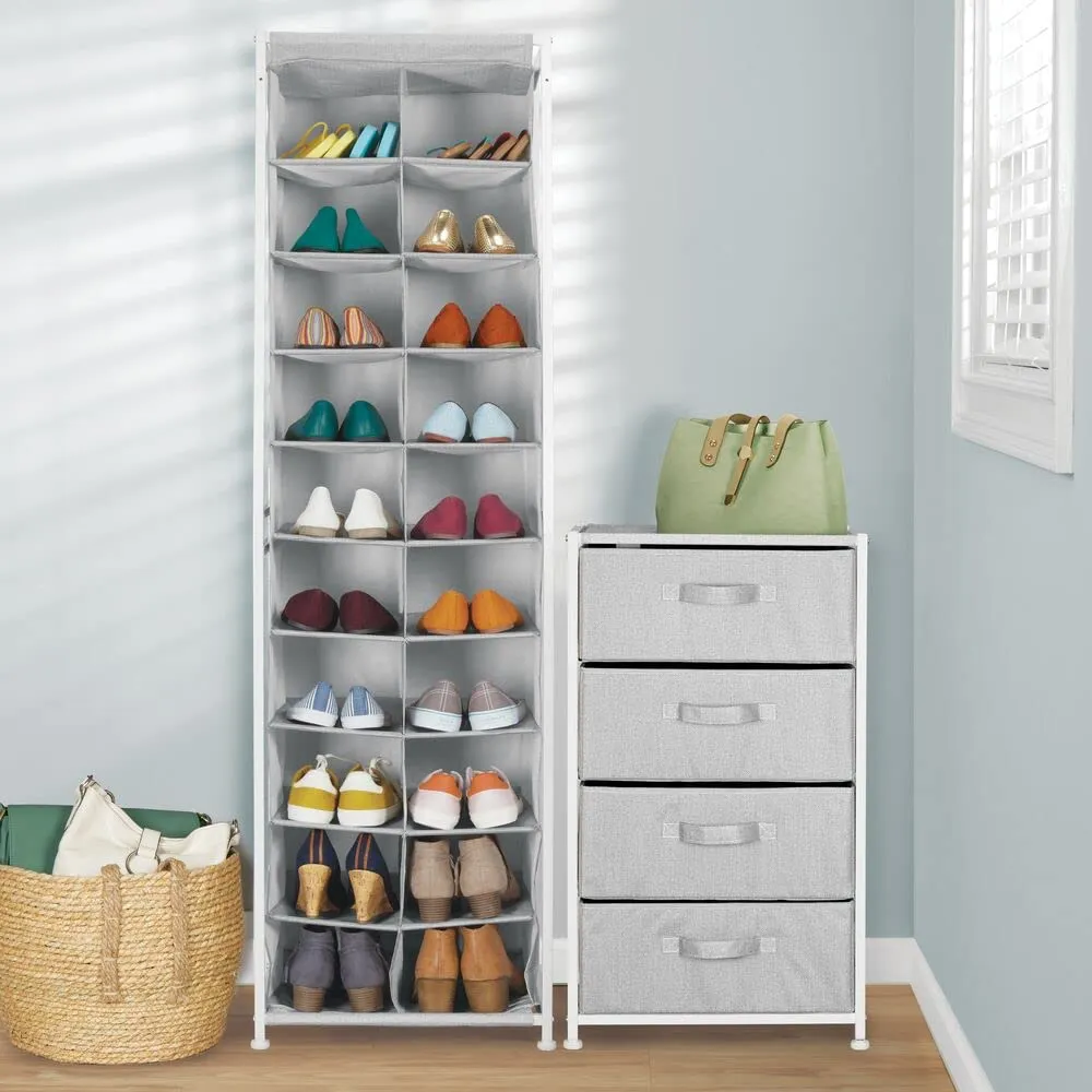 mDesign Schuhregal 20 Fächer grau Metall Textil